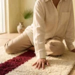 Close-Up of Crimson Red Berber Weave — Traditional Hand-Tied Wool Knots